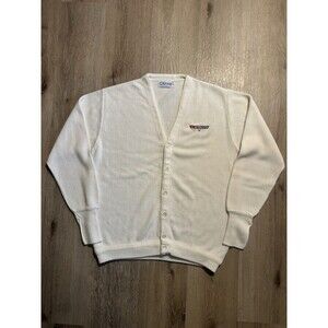 Vintage Etonic Corvette White Knit Button Up Cardigan Size Medium